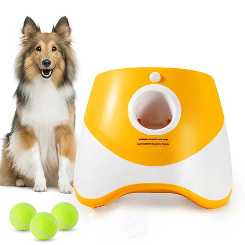 Automatic tennis ball launcher for dogs with balls ready to fire