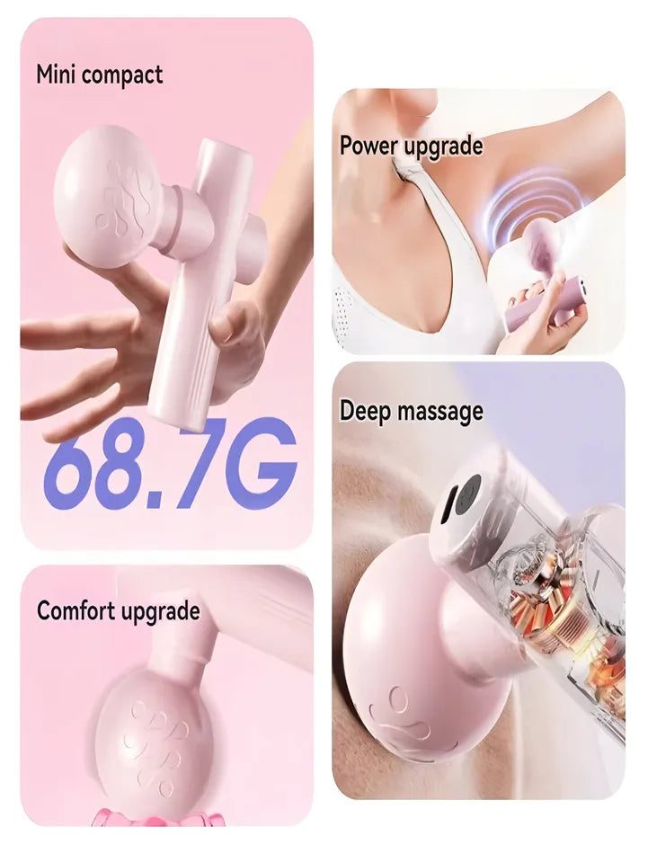 Handheld massage gun relieving neck and shoulder tension
