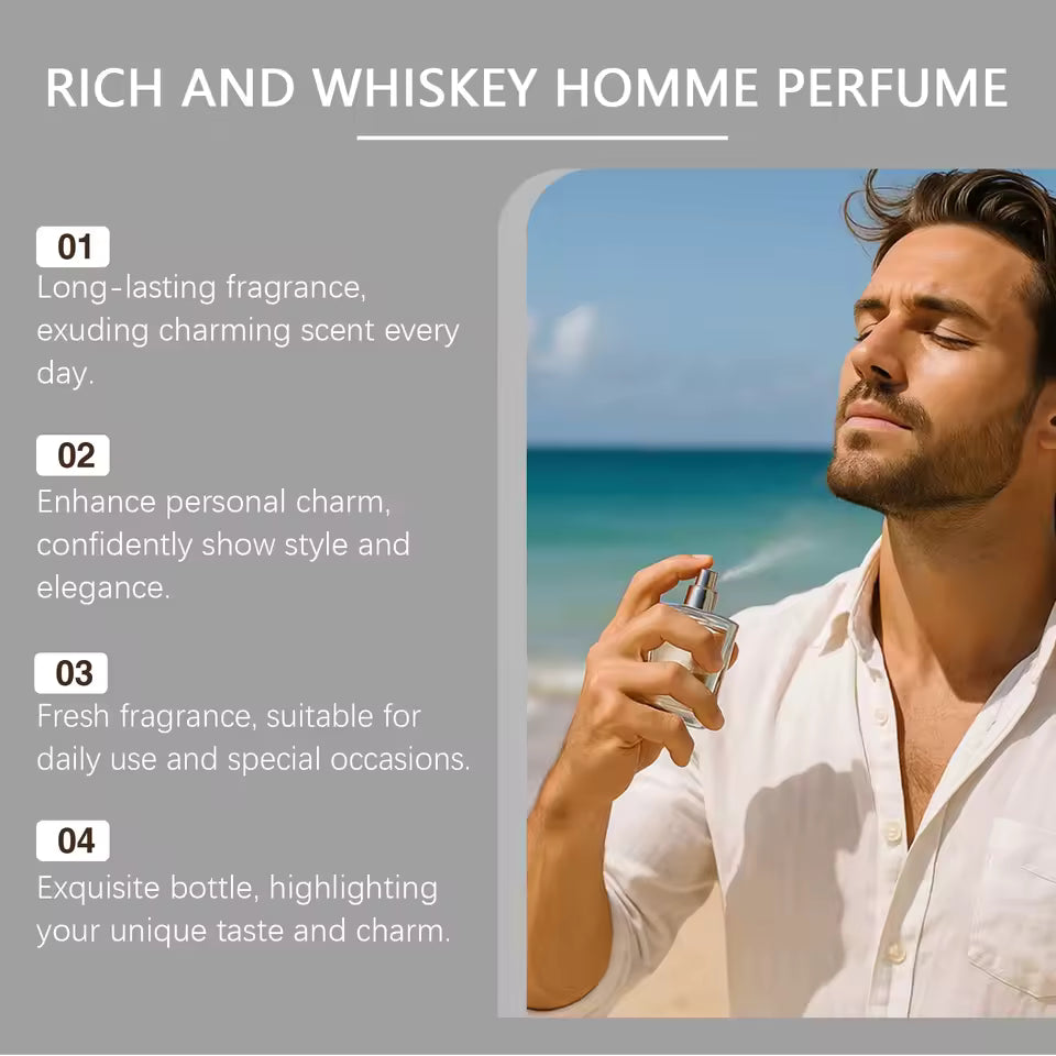 Men's Cologne — Rich Amber & Whiskey Long-Lasting Fragrance (50ml)