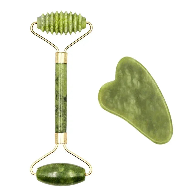 Gua Sha & Jade Roller Set — Natural Facial Sculptor