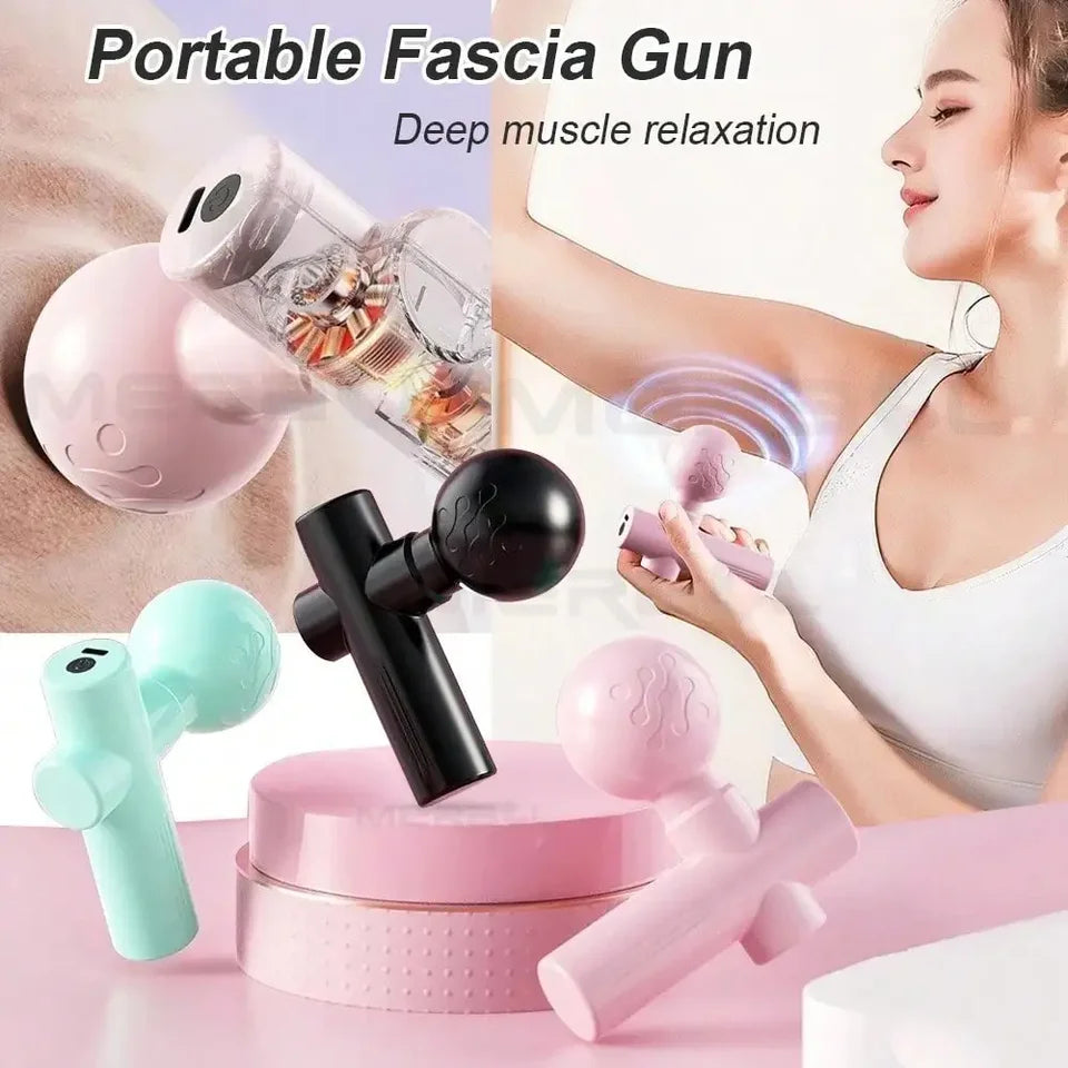 Portable percussion massage gun with massage heads