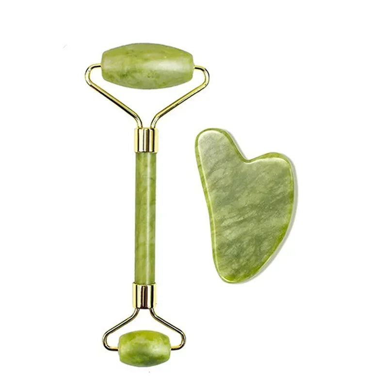 Gua Sha & Jade Roller Set — Natural Facial Sculptor