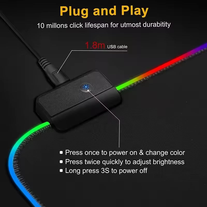RGB LED Gaming Mouse Pad — Glowing Esports Desk Mat