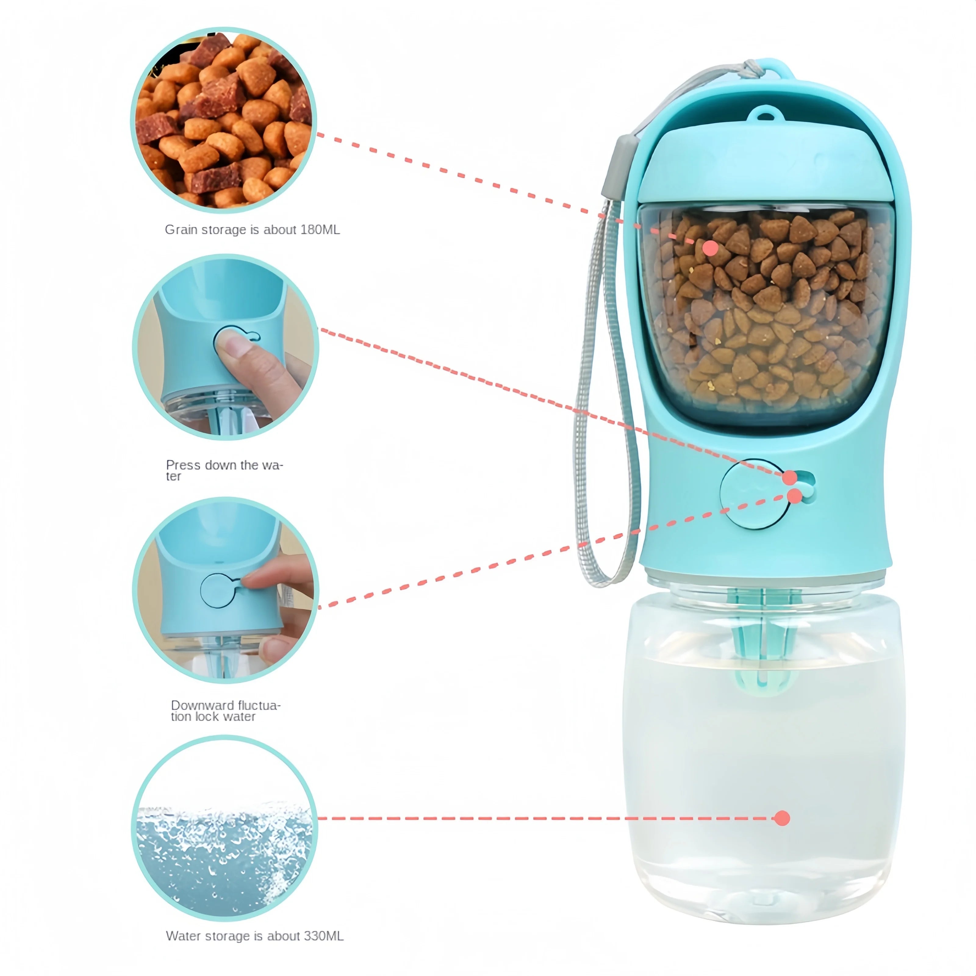 3-in-1 Dog Walking Water Bottle — Bowl + Treat + Bag