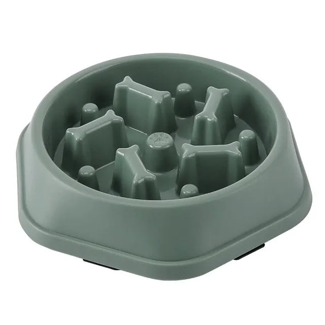 Slow feeder pet bowl with maze ridges to slow down eating